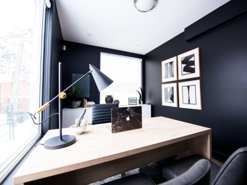 Home interior design shot of home office task lighting